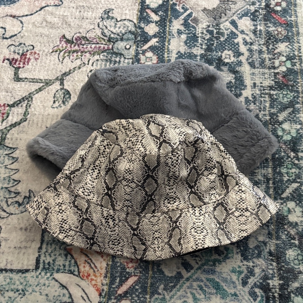 Princess Polly Gray and Snake Print Bucket Hat